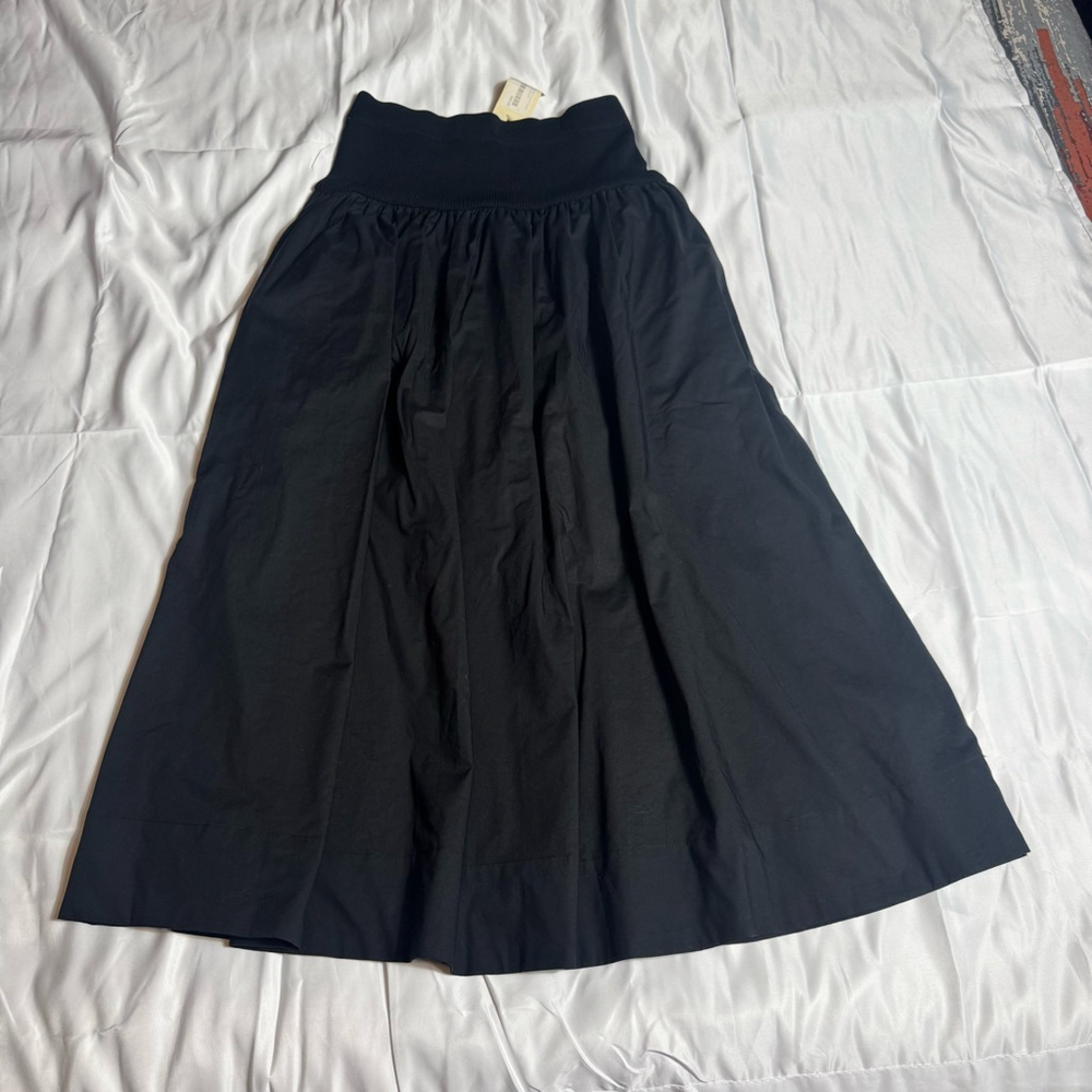 Women's LUCYPARIS Black Mary Kate Poplin Midi Skirt S